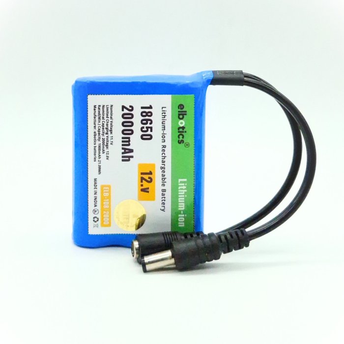 12V 2000mAh 3S Li-ion Battery for IoT, Robots & Speakers