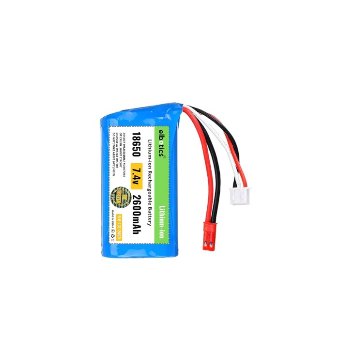 7.4V 2600mAh Li-ion Battery 15C JST Plug with USB Charger (JST Red Plug)