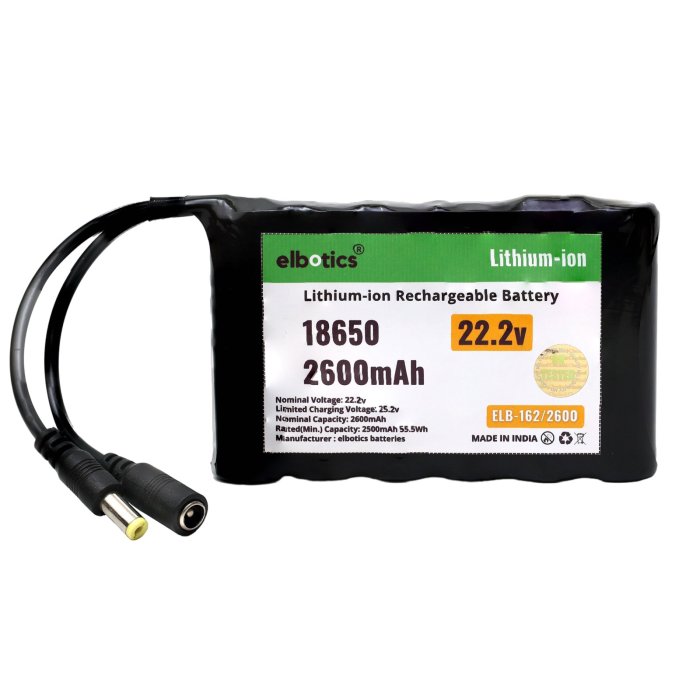 ELBOTICS 22.2V 2600mAh Li-ion Battery Pack for Robotics & More