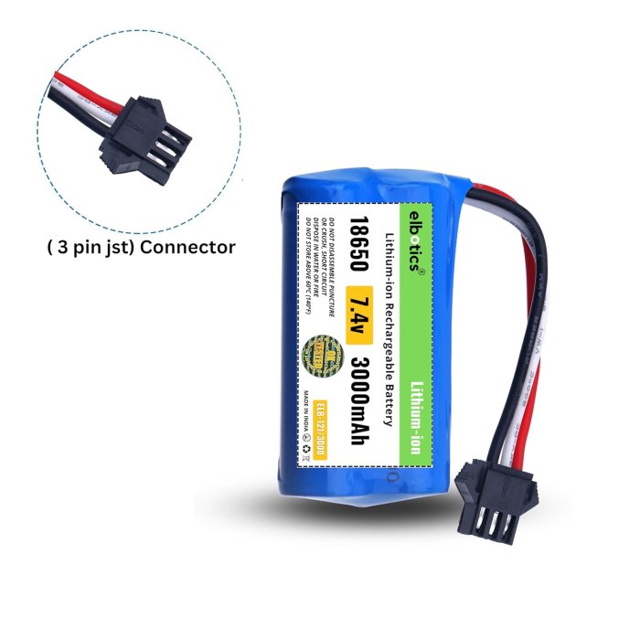 ELBOTICS 7.4V 3000mAh RC Battery with USB Charger Cable