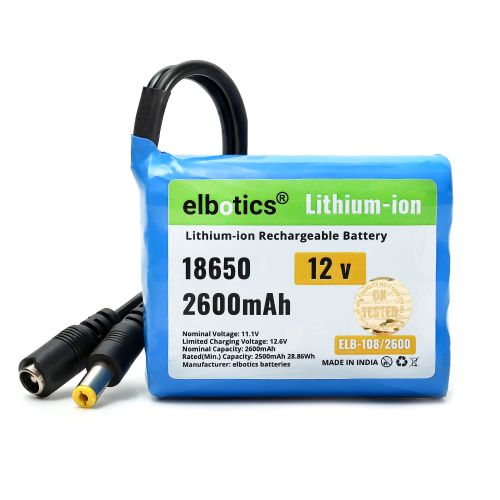 12V 2600mAh 3S Li-ion Battery for IoT, Robots & Speakers