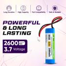 3.7V 2600mAh Li-ion Battery with XH2.54 Plug for DIY, Toys