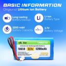 ELBOTICS 3.7V 5200mAh 1S2P Battery with PH2.0 Connector