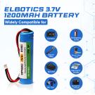 3.7V 1200mAh Li-ion Battery with XH2.54 Plug for DIY, Toys
