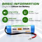 3.7V 2000mAh Li-ion Battery with XH2.54 Plug for DIY, Toys