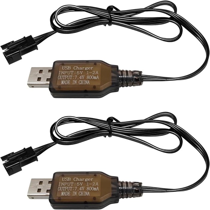 SM-3P USB Charger for 7.4V 800mA Li-ion Battery,Compatible with RC Car/Boat/Gel Blaster USB Charging Cable