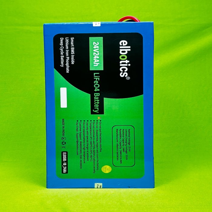 24V 24Ah LiFePO4 Phosphate Rechargeable Battery Pack 576Wh Smart BMS Protection for Solar Inverters