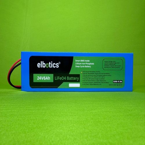 24V 6Ah LiFePO4 Phosphate Battery Pack Lightweight (LFP) 25.6V 6000mAh