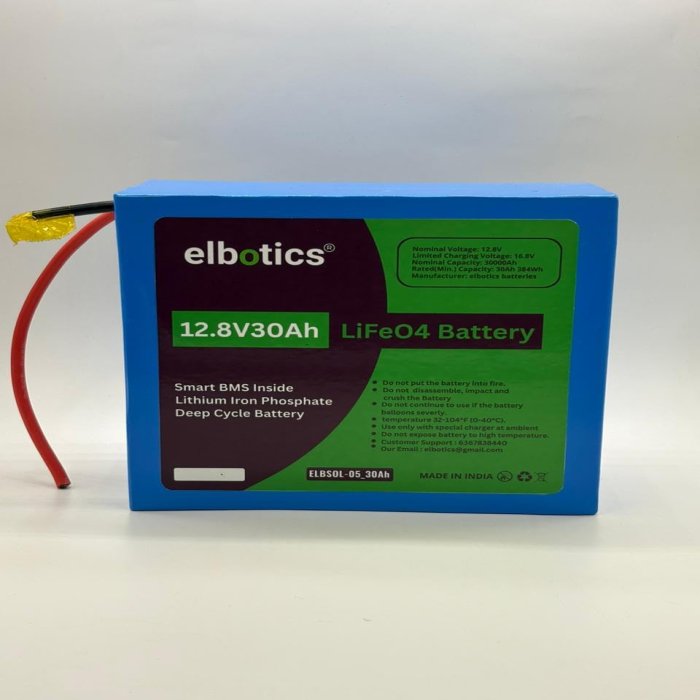 12.8V 30Ah (384Wh) LiFePO4 Phosphate Battery with Smart BMS Solar Inverter Battery